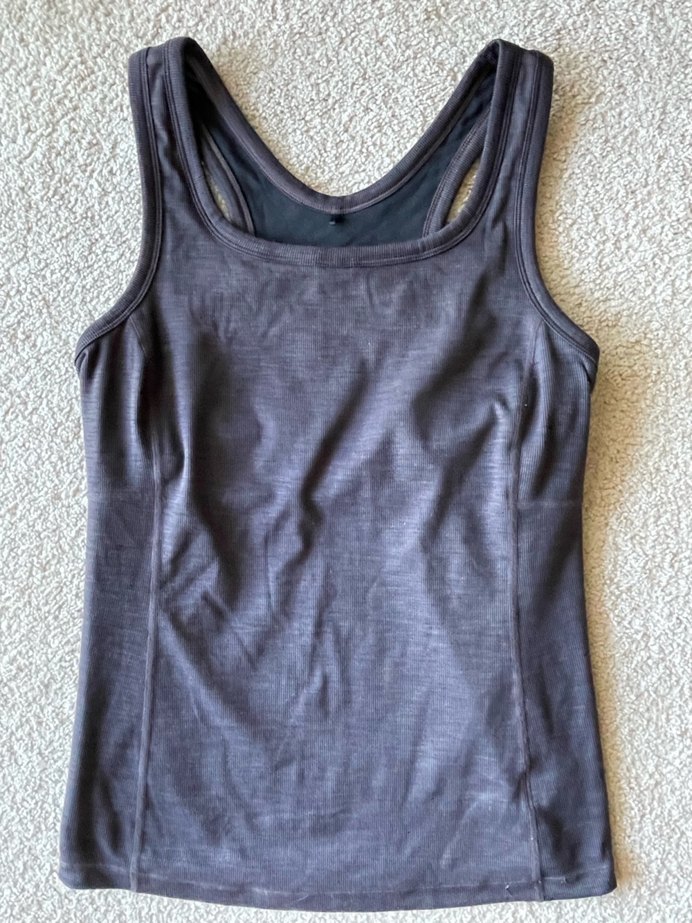 PrAna Women's Athletic Tank Top Charcoal Gray Plum Ribbed Size M Hiking Active